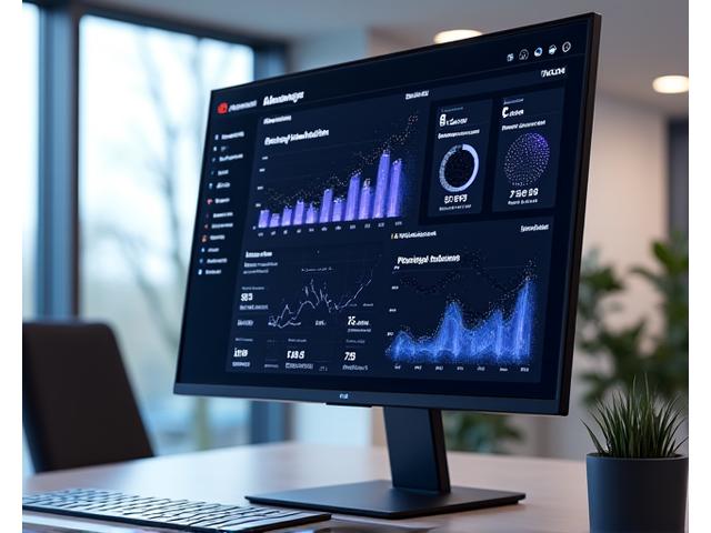 Sophisticated business intelligence dashboard displaying AI-generated insights and predictive analytics