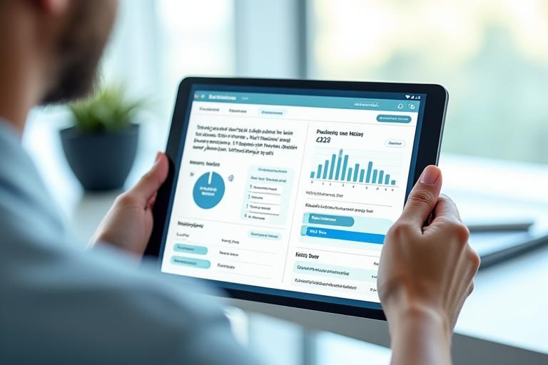 A sleek, modern digital journaling interface on a tablet, showing smart prompts guiding a user's reflection for lifestyle optimization.