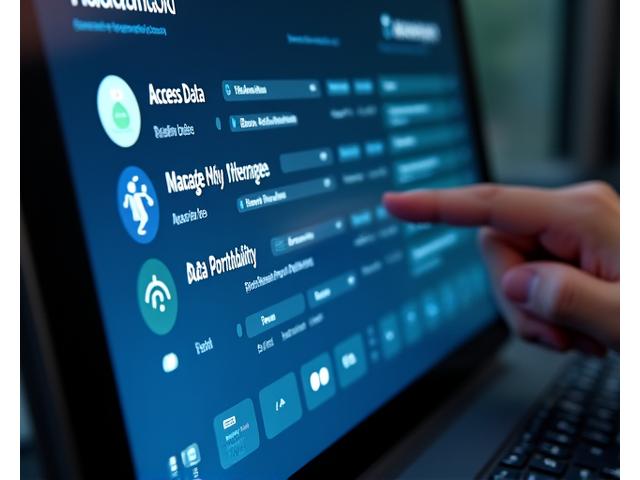 User interface of a digital dashboard showing data privacy settings and options to manage personal data.
