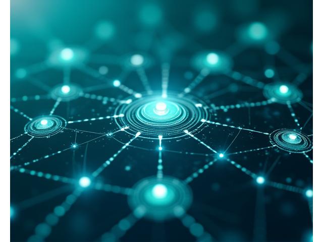 An abstract representation of interconnected data nodes and workflow automation, symbolizing comprehensive productivity solutions and custom development.