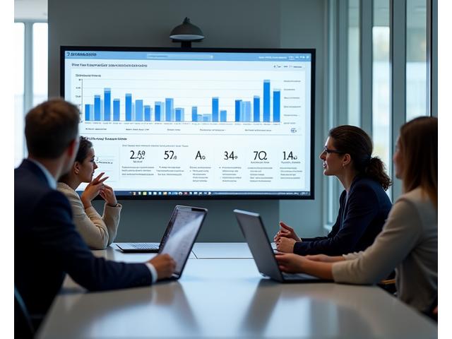 A professional services team in a meeting, using digital tools to improve client delivery and satisfaction, with a clear focus on collaboration.