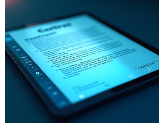 Digital contract glowing on a tablet screen, symbolizing clear legal agreements.