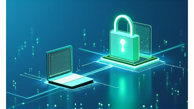 Abstract visualization of data flowing securely between a user's device and a cloud server, with iconography representing intellectual property.