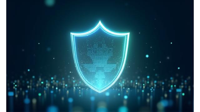 A transparent, glowing shield protecting abstract data points, symbolizing legal protection and limitation of liability.