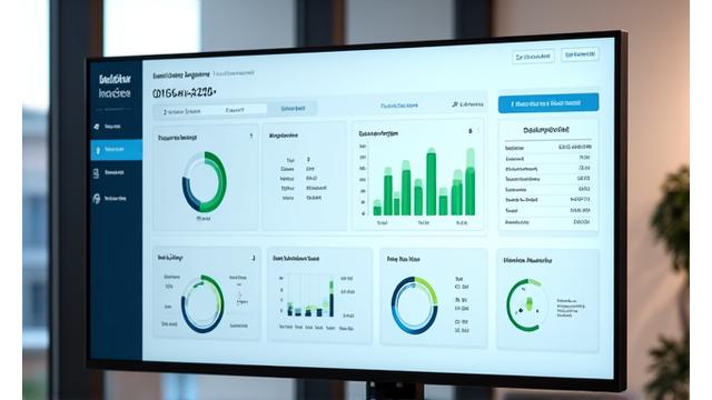 A sleek digital dashboard displaying financial analytics, charts, and invoice details, representing transparent billing.